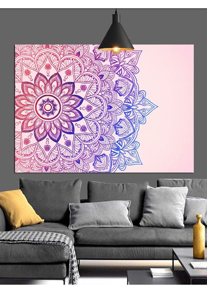 Mor Mandala Desenli Soyut Arka Plan Dekoratif Kanvas - Mdf Ahşap Tablo fiyatları