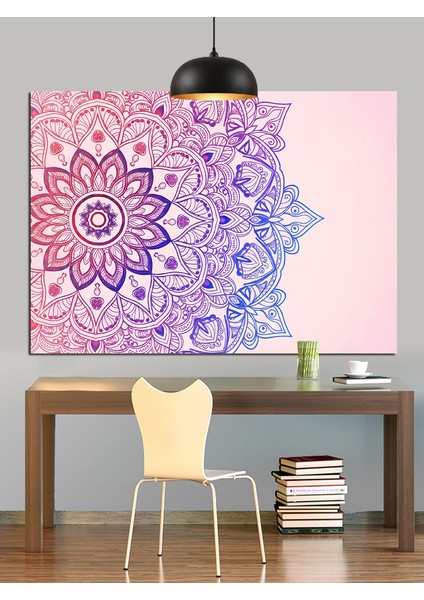Mor Mandala Desenli Soyut Arka Plan Dekoratif Kanvas - Mdf Ahşap Tablo fırsatları