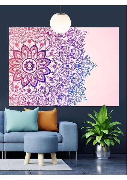 Mor Mandala Desenli Soyut Arka Plan Dekoratif Kanvas - Mdf Ahşap Tablo indirimleri