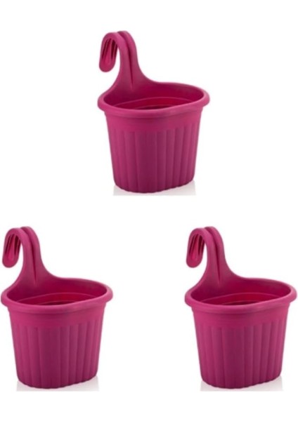 Asma Balkon Saksi Seti, 3 L, 3 Adet, Fusya