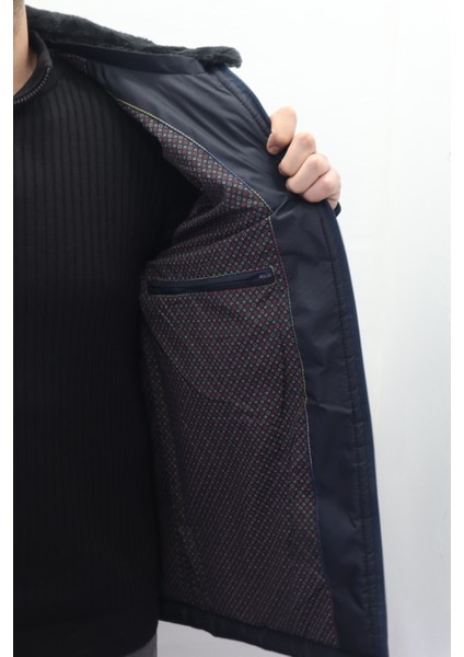 Fistan Store Erkek Hakim Yaka Spor Kesim Normal Kalıp Kolları Çelik Örgü Yakası Kürklü Kışlık Mont fırsatları