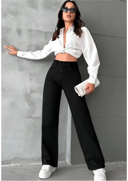 Tommytom Love Candy Siyah Yüksek Bel Salaş Pant., Geniş Paça Pant.