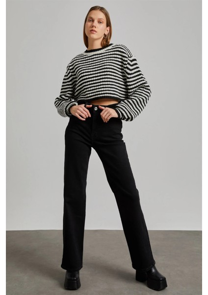 Tommy1 Julia 90's 90's Lovely Siyah Solmaz Süper Yüksek Bel Kadın Salaş Jean Palazzo (New)