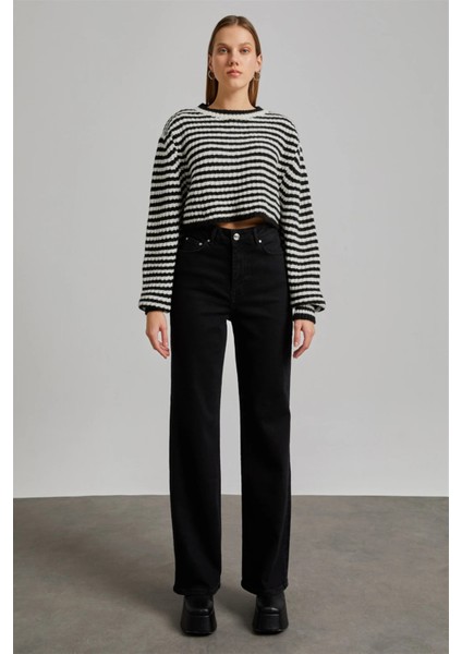 Tommy1 Julia 90's 90's Lovely Siyah Solmaz Süper Yüksek Bel Kadın Salaş Jean Palazzo (New)