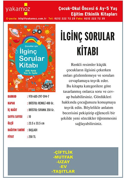 Ilginç Sorular Kitabı - Turuncu - Çiftlik, Mutfak, Uzay, Ev, Taşıtlar fiyatları