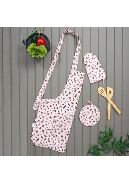 Soft Yaprak Desenli Mutfak Önlüğü - Bej - 80X73 cm