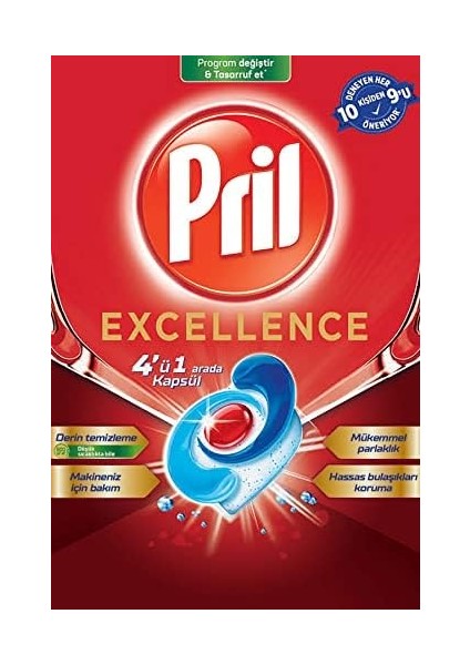 Pril Excellence 4&apos;ü 1 Arada Bulaşık Makinesi Kapsülü - 60 Kapsül fiyatları
