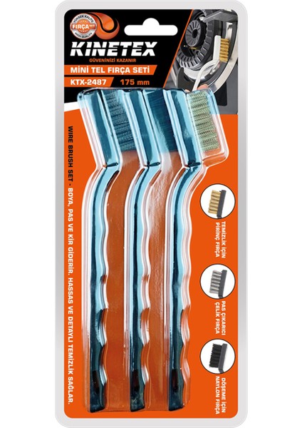 3'lü Mini Tel Fırça Takımı KTX-2487 2 Adet