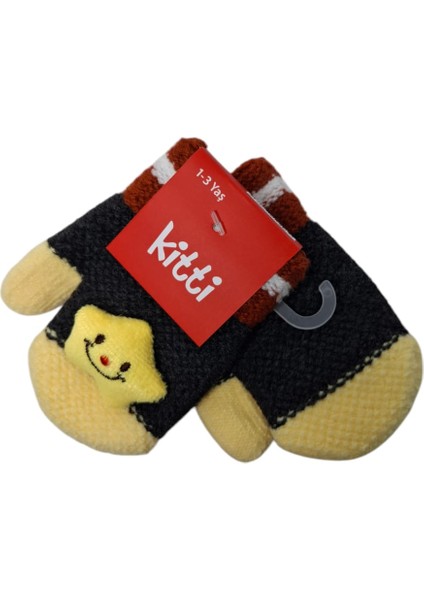 Spteks Kitti 1-3 Yaş Erkek Bebe Antrasit Renk Tatlı Yıldız Figürlü Kışlık Örme Eldiven fiyatları