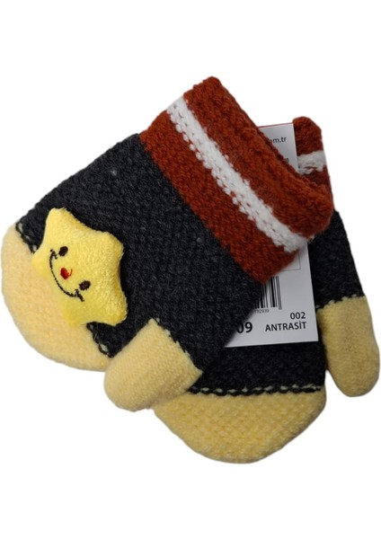 Spteks Kitti 1-3 Yaş Erkek Bebe Antrasit Renk Tatlı Yıldız Figürlü Kışlık Örme Eldiven modelleri
