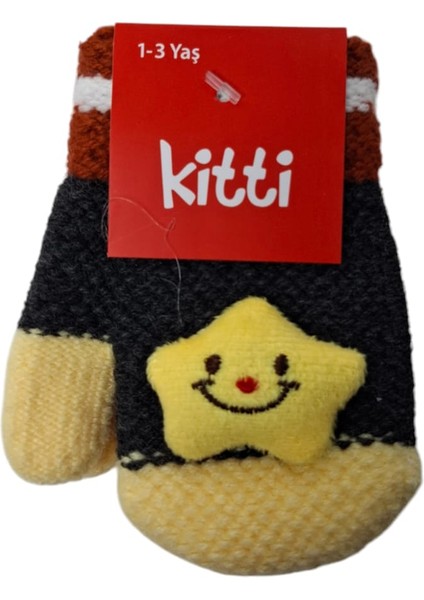 Spteks Kitti 1-3 Yaş Erkek Bebe Antrasit Renk Tatlı Yıldız Figürlü Kışlık Örme Eldiven fırsatları