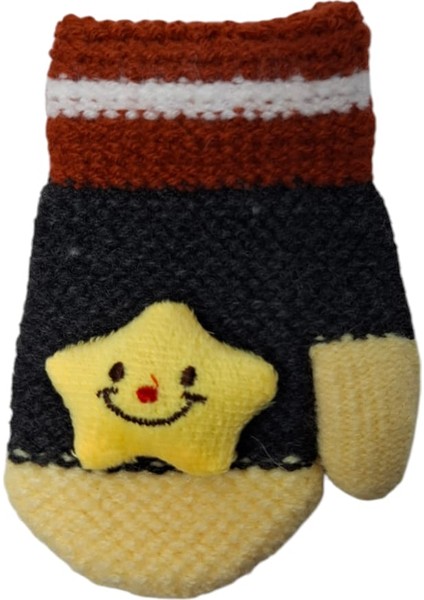 Spteks Kitti 1-3 Yaş Erkek Bebe Antrasit Renk Tatlı Yıldız Figürlü Kışlık Örme Eldiven indirimleri