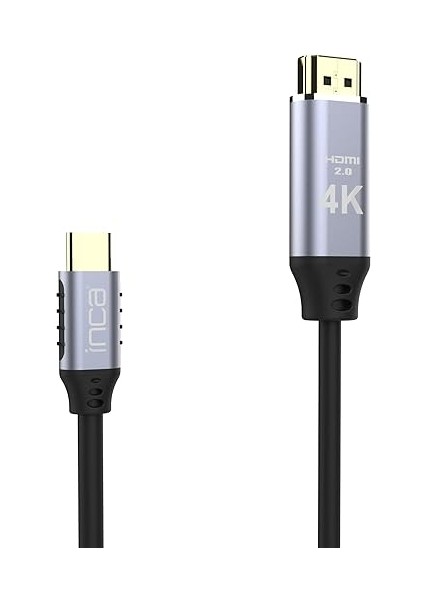 ITCH-02TX Type-C To HDMI 4K 2 Metre Kablo Uzunluğu 4K Hd 3840 2160 30Hz Çözünürlükte Görüntü Aktarımı 1.4 Versiyon Geriye Dönük Uyumlu Type-C Giriş HDMI Çıkış Altın Uçlu