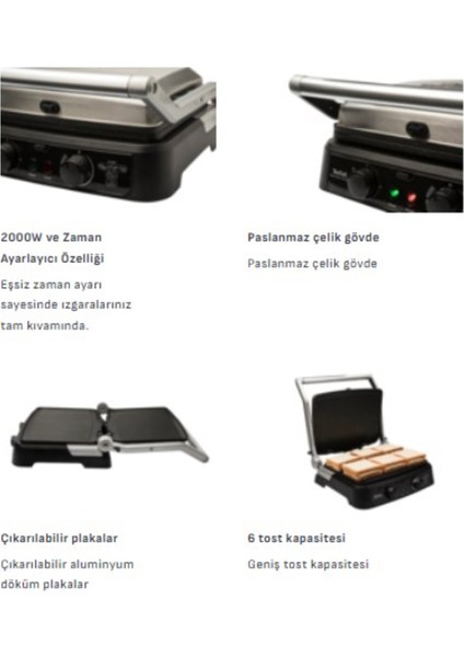 2000W Güçlü Performans Supergrill Yüksek Isı, Ayarlanabilir Kapak ve Geniş Iç Hacim+Mutfak Tartısı Hediyeli fiyatları