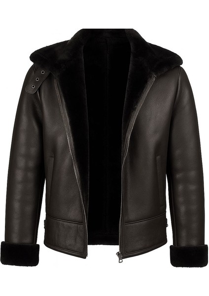 Erkek Hakiki Kuzu Derisi Kürk Mont Ceket Kahverengi