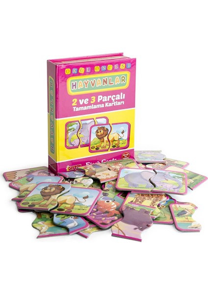 Dıy Toy Okul Öncesi Hayvanlar 2 ve 3 Parçalı Tamamlama Kartları