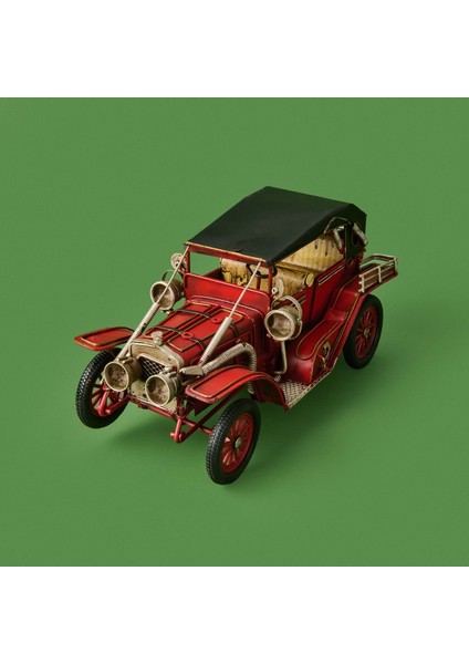 Home Dekoratif Metal Araba - Kırmızı - 24X12 cm