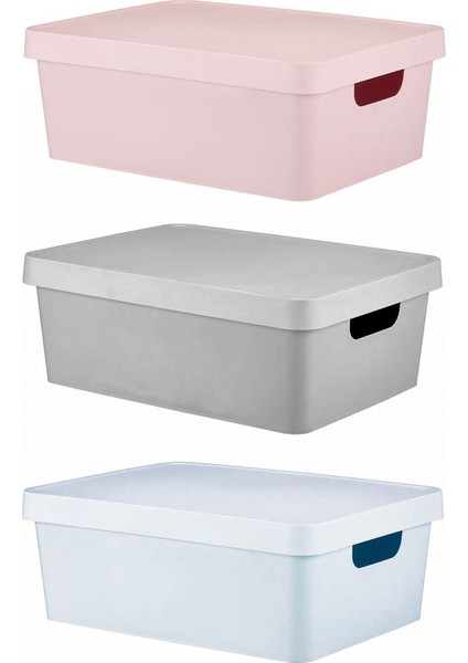 Plastik Kapaklı Saklama Kutusu - Asorti - 11 Lt modelleri