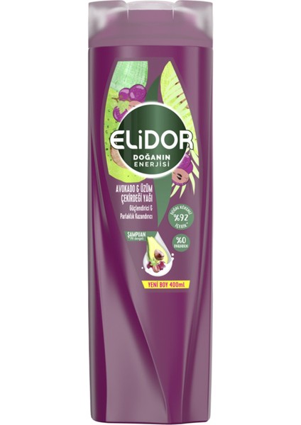Avokado Üzüm Çekirdeği Yağı Şampuan 400 ml 2 Adet