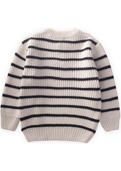Çizgili Triko Kazak 2-6 Yaş Ekru modelleri