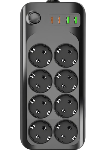 Termal Akım Korumalı USB ve Type-C 2.1A Şarj Çıkışlı 10A 2500W 8'li Uzatma Grup Priz 2 Metre 3422 fiyatları