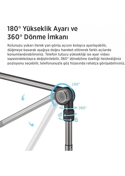 360° Dönen Uzun Kollu Ayarlanabilir Tablet ve Telefon Tutucu Stand indirimleri