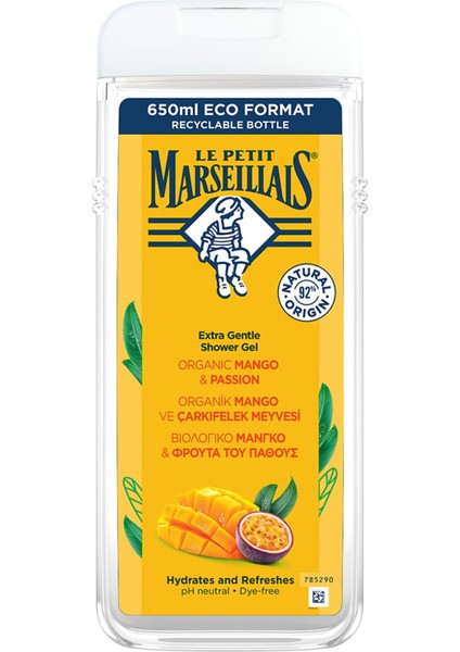 Organik Mango Çarkıfelek Meyveli Duş Jeli 650 ml 2 Adet
