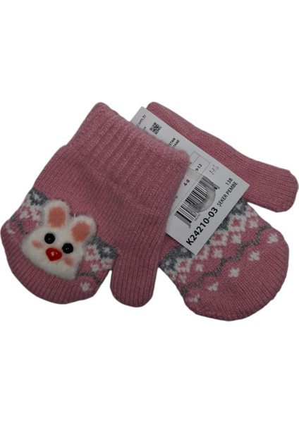 Spteks Kitti 1-3 Yaş Bebe Şeker Pembe Renk Maskotlu Örme Eldiven indirimleri