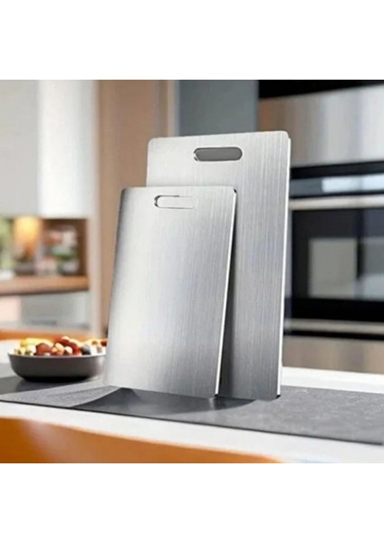 BUFFER® 2 Boy Paslanmaz Çelik Leke Tutmaz,Kırılmaz,Antibakteriyel,Elde ve Bulaşık Makinesinde Yıkanabilen Meyve,Sebze,Et,Tavuk Kesim Panosu fırsatları