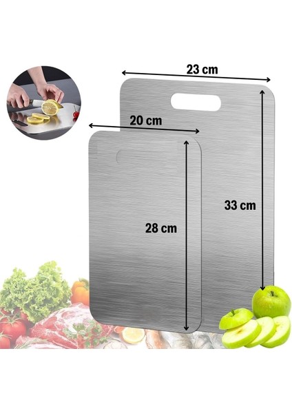 BUFFER® 2 Boy Paslanmaz Çelik Leke Tutmaz,Kırılmaz,Antibakteriyel,Elde ve Bulaşık Makinesinde Yıkanabilen Meyve,Sebze,Et,Tavuk Kesim Panosu indirimleri