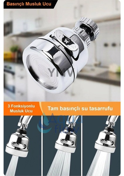 Lüks Su Tasarruflu Yeni Model 360° Hareketli Krom Mutfak Lavabo Batarya Çeşme Musluk Başlığı