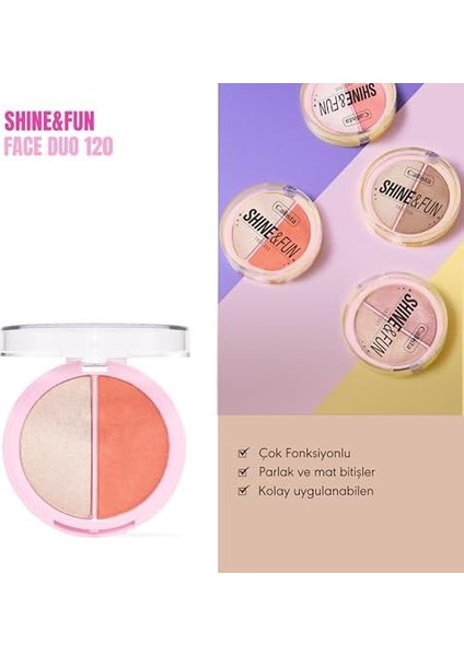 Callista Shine & Fun Face Duo 120 Dream Team Allık & Aydınlatıcı Paleti