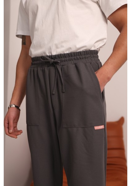 Erkek Antrasit Cep Ucu Etiket Detaylı Beli Lastikli Eşofman Altı fırsatları