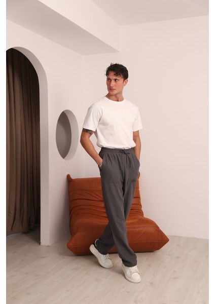 Erkek Antrasit Cep Ucu Etiket Detaylı Beli Lastikli Eşofman Altı indirimleri