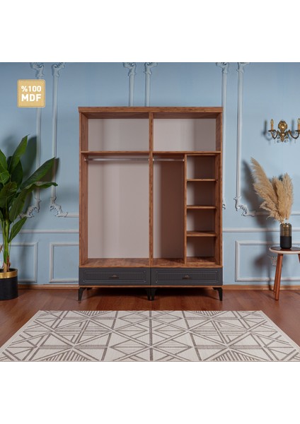 Slope 4 Kapılı Mdfayaklı Tasarım Country Gardırop modelleri