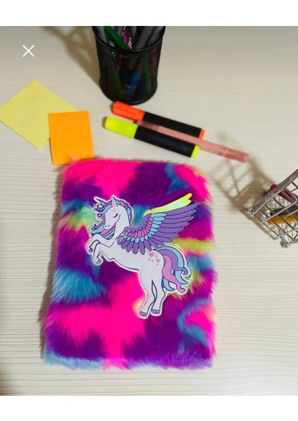 Peluş Kaplamalı Unicorn Kabartmalı Not Defteri modelleri