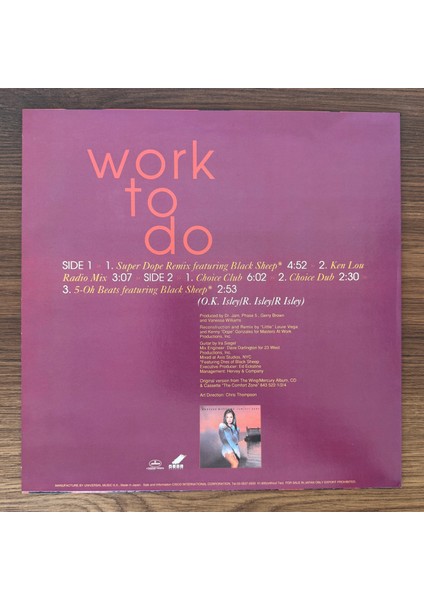 Vanessa Williams Featuring Black Sheep – Work To Do fiyatları