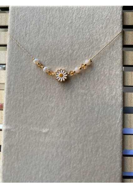 Gold Beyaz Taşlı Papatya Detaylı Bileklik indirimleri