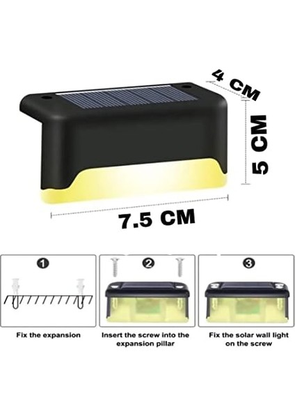 2 Adet LED Solar Güneş Enerjili, Merdiven,, Bahçe, Balkon ve Çit Lambası, Köşebent, Su Geçirmez Water Proof Solar Lamba Gün Işığı, Güneş Enerjili Aydınlatma modelleri