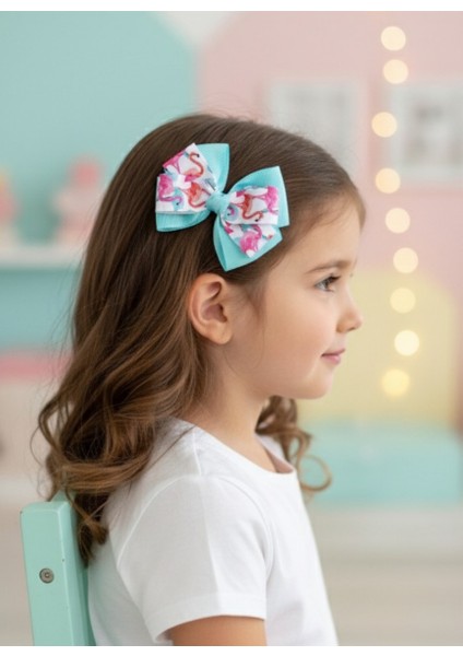 Mint Flamingo Fiyonk Toka, El Yapımı Özel Gün Grogren Kurdele Çocuk Klipsli Kiz Cocuk Toka