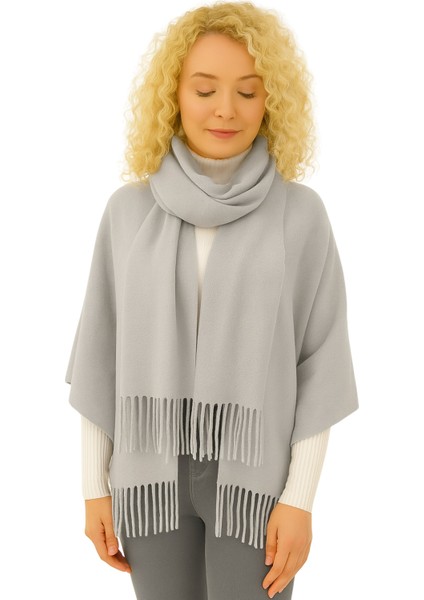 1 Adet Kadın Büyük Bedene Uygun Ekstra Yumuşak Dokulu Püskül Detaylı Kışlık Atkı Omuz Şalı modelleri