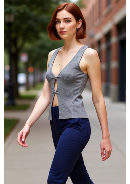 Kadın V Yaka Büzgülü Triko Bluz Konforlu ve Şık Günlük Giyim Kaliteli Şık Rahat Modern Zarif fırsatları