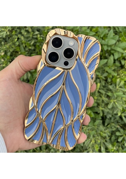 iPhone 15 Pro Max Kılıf Yaprak Desenli Parlak Darbe Önleyici Silikon Kapak