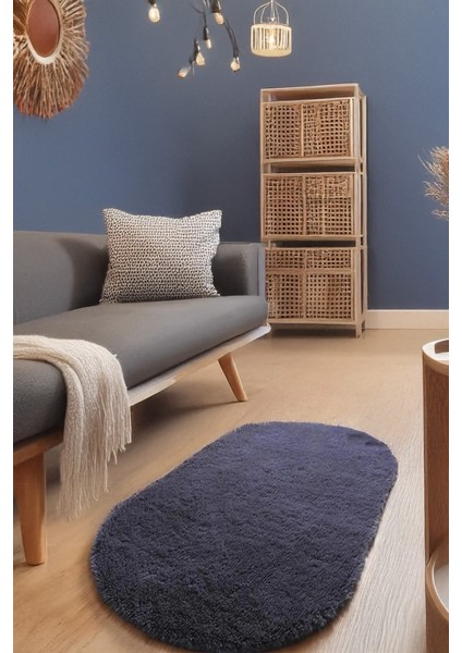 Antrasit Oval Post Halı Peluş Yumuşak Kaymaz Dot Taban Antibakteriyel Makinada Yıkanabilir Yolluk fırsatları