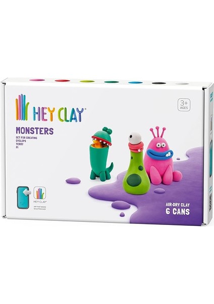 Clay Canavarlar - Cyclops, Terry, Pi Seti - Çocuklar Için Hava ile Kuruyan Kil Seti - 6 Kutu Şekillendirme Aletleri ile Eğlenceli Uygulama Talimatları