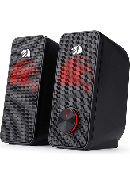 Stereo Hoparlör 2.0 Stentor (GS500) 2 x 3 W Arka Aydınlatmalı Bilgisayar Için, Kırmızı, USB Üzerinden Güç Beslemesi ve 3,5 mm Jak Fişi, Siyah