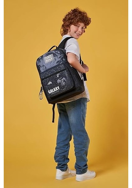 High Dört Bölmeli Siyah Galaxy Ortaokul Çantası - Erkek Çocuk fırsatları