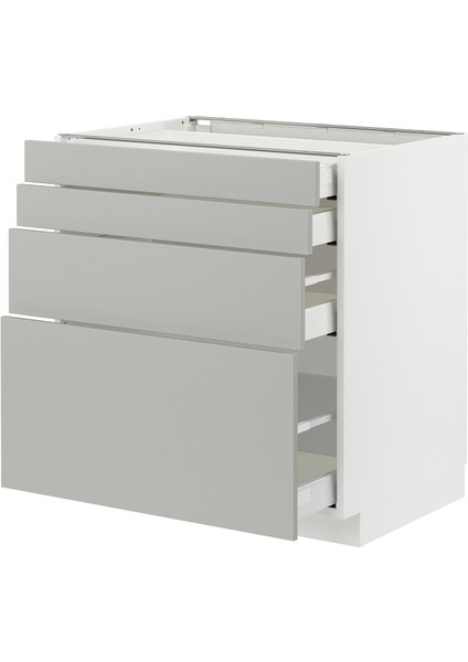 Çekmeceli alt dolap, HAVSTORP açık gri-koyu gri, 80x60 cm, 4 çekmeceli ve 4 ön panelli