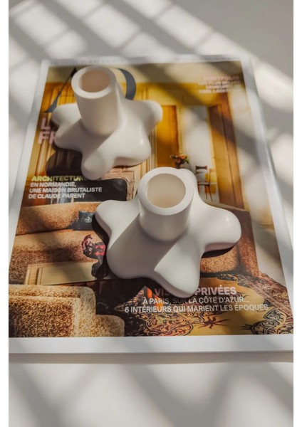 Şamdan Dekoratif Beton Mumluk 2’li Set