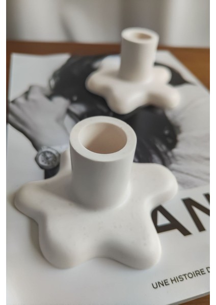 Şamdan Dekoratif Beton Mumluk 2’li Set